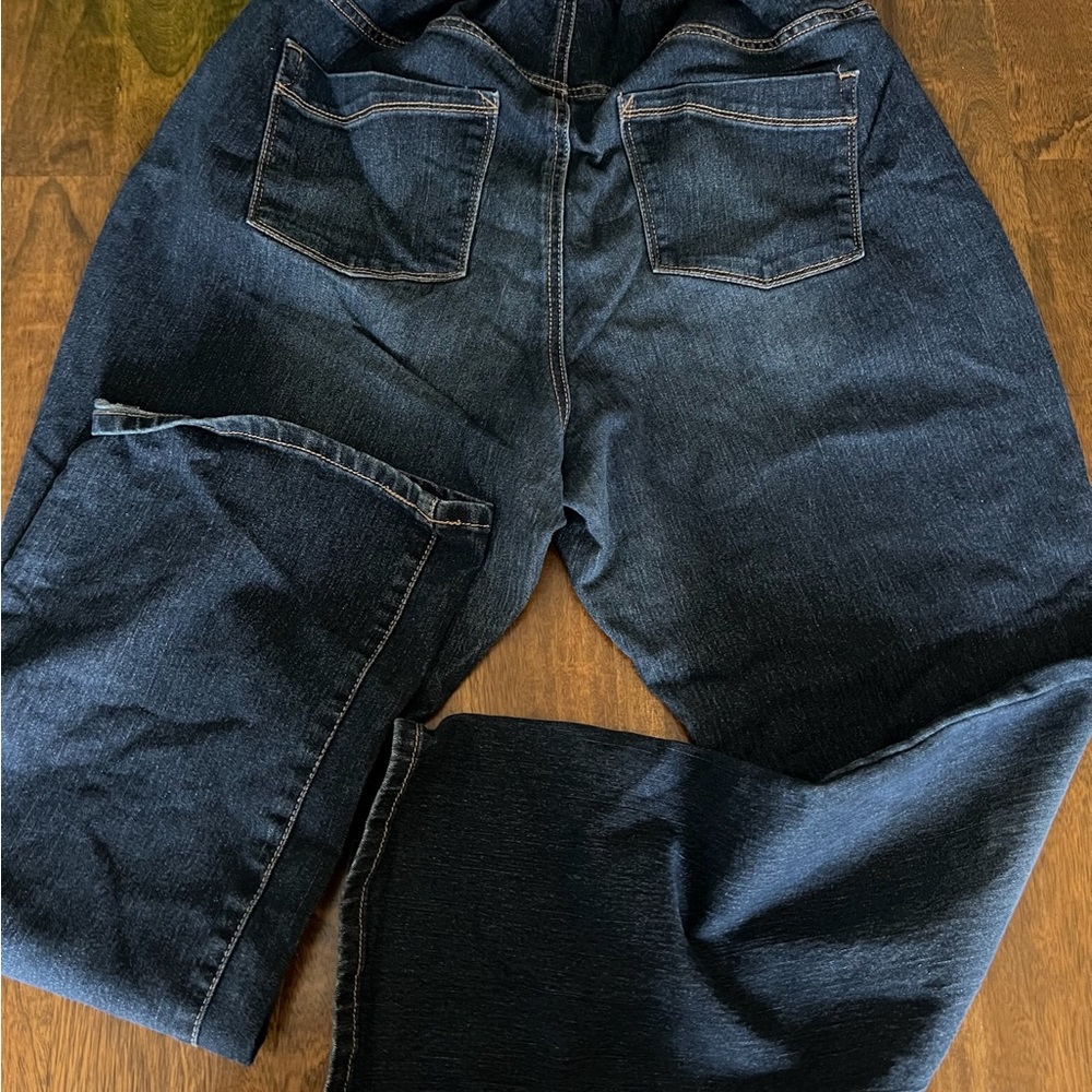 Indigo Blue Trousers with Distressed Knee and Faded Details - Picture 3 of 4